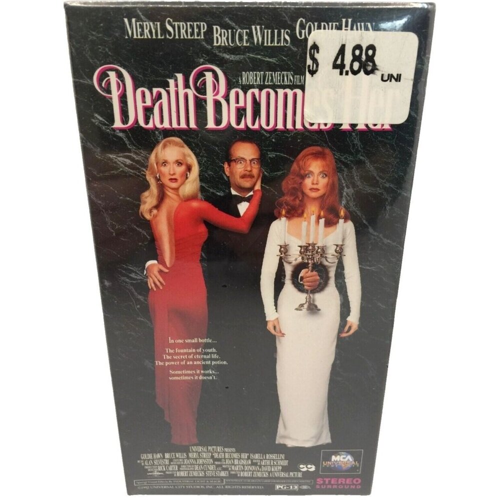 Death Becomes Her VHS Meryl Streep Bruce Willis Goldie Hawn MCA Universal Sealed